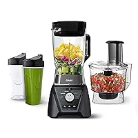 Blender and Food Processor Combo with 3 Settings for Smoothies, Shakes, and Food Chopping, Includes 2 24-Ounce Cups and Lids, Carbon Grey