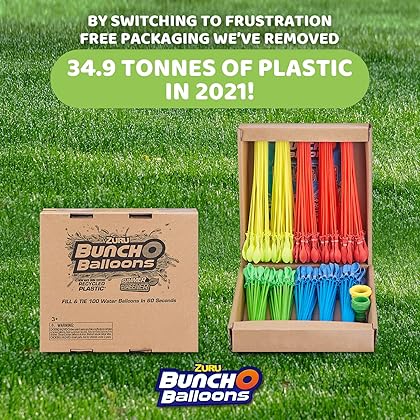 Bunch O Balloons Multi-Colored (10 Bunches) by ZURU, 350+ Rapid-Filling Self-Sealing Instant Water Balloons for Outdoor Family, Children Summer Fun - Total (100 Balloons) Colors May Vary