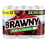 Tear-A-Square Paper Towels, 6 Double Rolls = 12 Regular Rolls, 3 Sheet Sizes (Quarter, Half, Full), Strength for All Messes, Cleanups, and Meal Prep