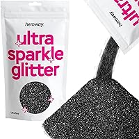 Hemway Premium Ultra Sparkle Glitter Multi Purpose Metallic Flake for Nail Art, Cosmetic Graded, Makeup, Festival, Party, Hair, Body and Eyes 100g / 3.5oz - Black