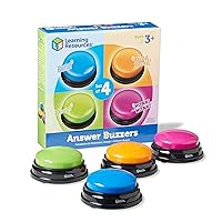 Answer Buzzers - Set of 4, Ages 3+, Assorted Colored Buzzers, Game Show Buzzers, Perfect for Family Game and Trivia Nights, for Kids