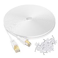 (Cat6 1 ft 6Pack + Cat8 100 ft) Ethernet Cable Shielded, Heavy Duty Flat Internet LAN Computer Patch Cord, Outdoor&Indoor, High Speed RJ45 Solid Network Wire for Router, Modem, Xbox, PS4, Gaming