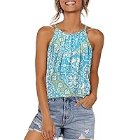 WIHOLL Womens Pleated Tank Tops Spaghetti Strap Camisole Halter Tops Curved Hem Fashion 2024