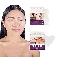 SilcSkin Decollette & Full Facial Set - Includes Décolletage & Full Facial Pads - Target Wrinkles Lines from Sun Aging Side Sleeping - Reusable Self Adhesive Medical Grade Silicone, 45 Day Supply