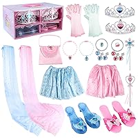 Princess Dress Up Shoes and Jewelry Boutique, Princess Role Play Set incl Cloak,Color Skirts,Shoes,Crowns,Bags, Princess Accessories, Gifts Toys for Age 3 4 5 6 Years Old Girls Toddlers