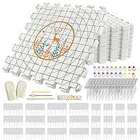 9 Pcs Blocking Mats for Knitting, Extra Thick Blocking Boards with Grids, with 200 T-Pins and 24PCS Knitting Blockers, for Needlepoint or Crochet
