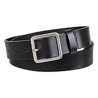 Levi's Women's Slim Casual Leather Jean Belt with Square Center Bar Buckle (Regular and Plus Sizes)
