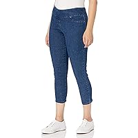 Ruby Rd. Womens Womens Petite Mid-Rise Pull-on Straight Extra Stretch Denim Ankle Pant