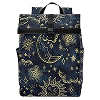 ALAZA Sun Moon Boho Cosmos Astrology Large Laptop Backpack Purse for Women Men Waterproof Anti Theft Roll Top Backpack, 13-17.3 inch