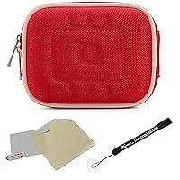 Red Nylon Durable Slim Cover Cube Carrying Case with Mesh Pocket for Canon Power Shot Digital Camera
