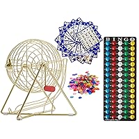 MR CHIPS Professional Bingo Set with Steel Bingo Cage, Everlasting 7/8” Bingo Balls, 18 Bingo Cards and 1,300 Bingo Chips