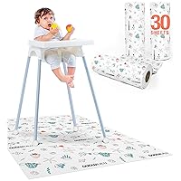 Baby Splat Mat for Under High Chair - 30 Pcs Disposable and Waterproof Splash Mats - 40