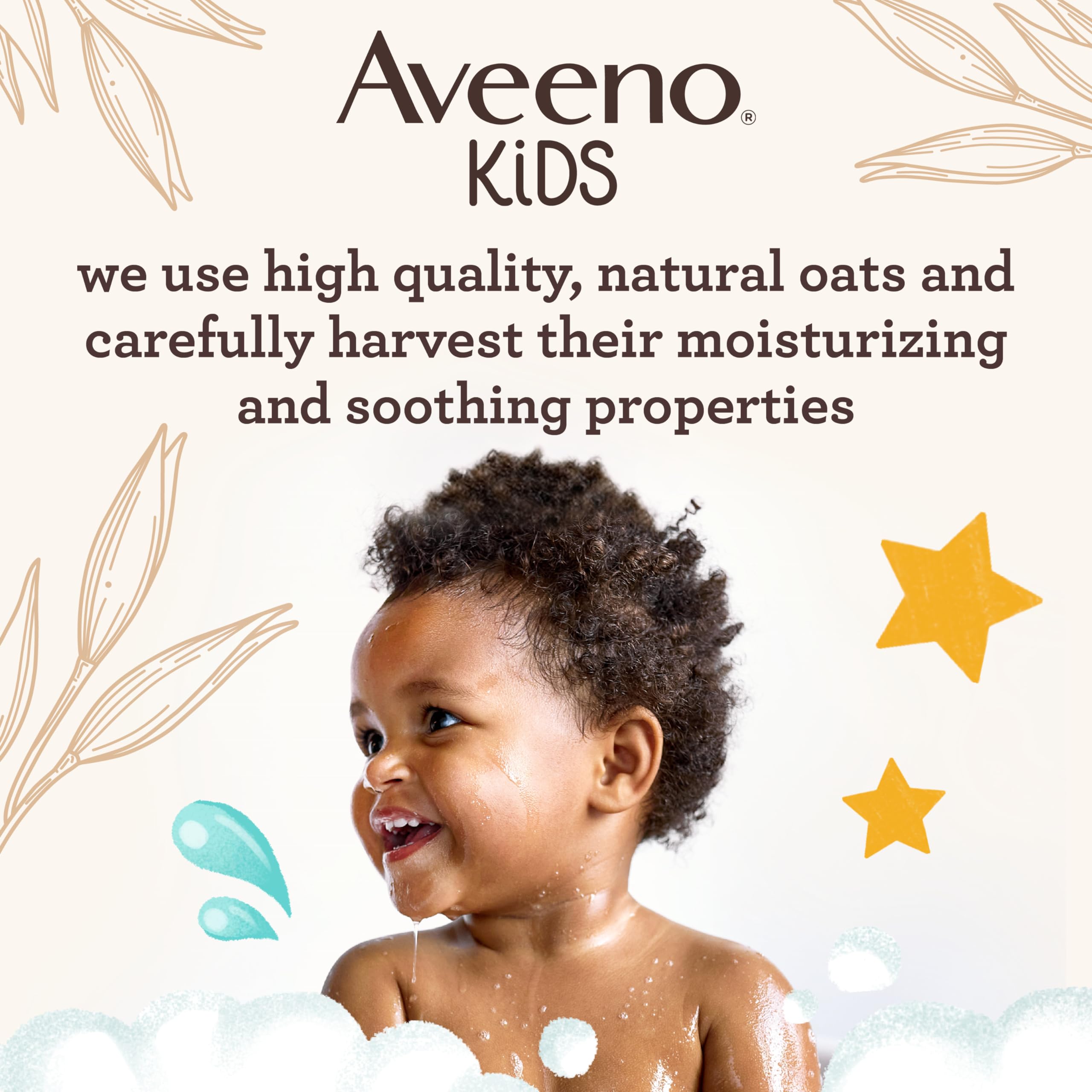 Aveeno Kids Bubble Bath, Children's Bubble Bath for Sensitive Skin with Oat Extract, Kid's Bath Liquid Nourishes Skin & Makes Big, Fluffy Bubbles for Bath Time Fun, Dye-Free, 19.2 fl. Oz