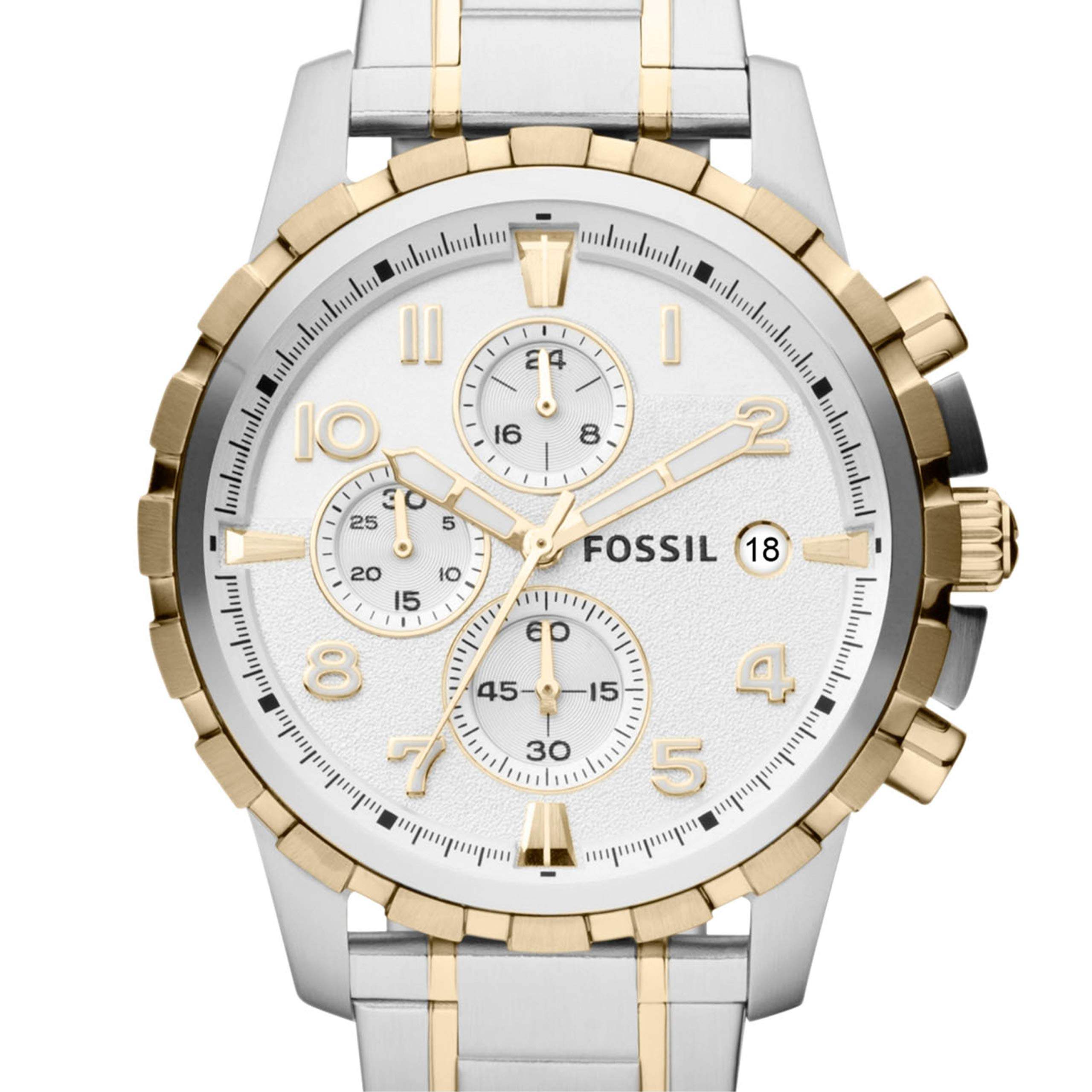 Fossil Dean Men's Dress Watch with Chronograph Display and Stainless Steel Bracelet Band