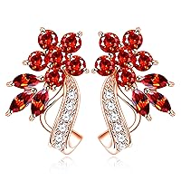 Uloveido Dainty Multi Color Cubic Zirconia Crystal Flower Leaf Stud Wrap Earrings for Women Rose Gold Plated Y492