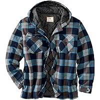 Legendary Whitetails Men's Ranger Quilted Fleece Shirt Jacket-Casual Snap Front Hooded Regular Fit Plaid