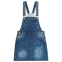 KIDSCOOL SPACE Baby Little Girls Skirt,Ripped Soft Strechy Denim Girls Summer Overalls Dress