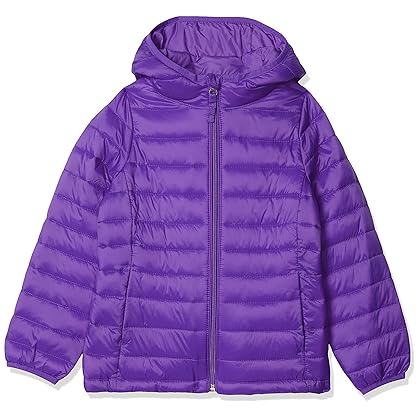 Amazon Essentials Girls and Toddlers' Lightweight Water-Resistant Packable Hooded Puffer Jacket