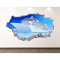 Cruise Ship Wall Decal Art Decor 3D Smashed Ocean Sticker Mural Kids Room Custom Gift BL110 (22