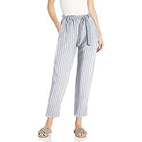 M Made in Italy Women's Linen Striped Pants