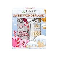 Hempz Sweet Wonderland Candy Cane Lane (17 Oz) & Vanilla Frost Mountain (17 Oz) Body Moisturizing Lotion Gift Set – Festive Holiday Cream Skin Care for Women & Men, Made with Shea Butter