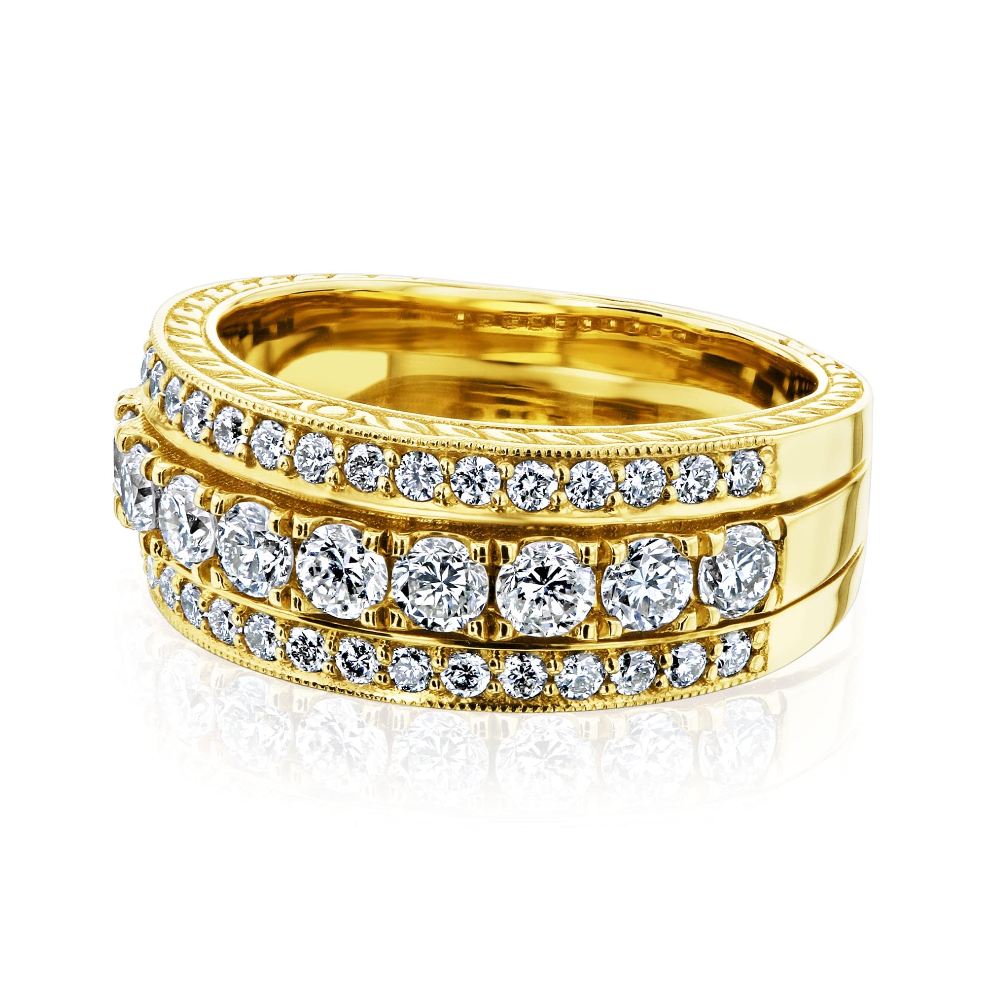 Kobelli 1 1/4ctw Wide Round-Brilliant Lab Grown Diamond Unisex Ring 14K Yellow Gold