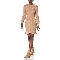 Women's Taylor Solid Ribbed Ruffle Bottom Sweater Dress