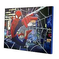 Idea Nuova Spider-Man LED Canvas Wall Art, Children's Home Décor, Bedroom, Spiderman / Blue, 11.50