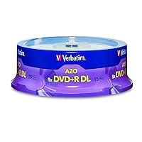 Verbatim DVD+R DL 8.5GB 8X AZO with Branded Surface - 15Pk Spindle,Purple
