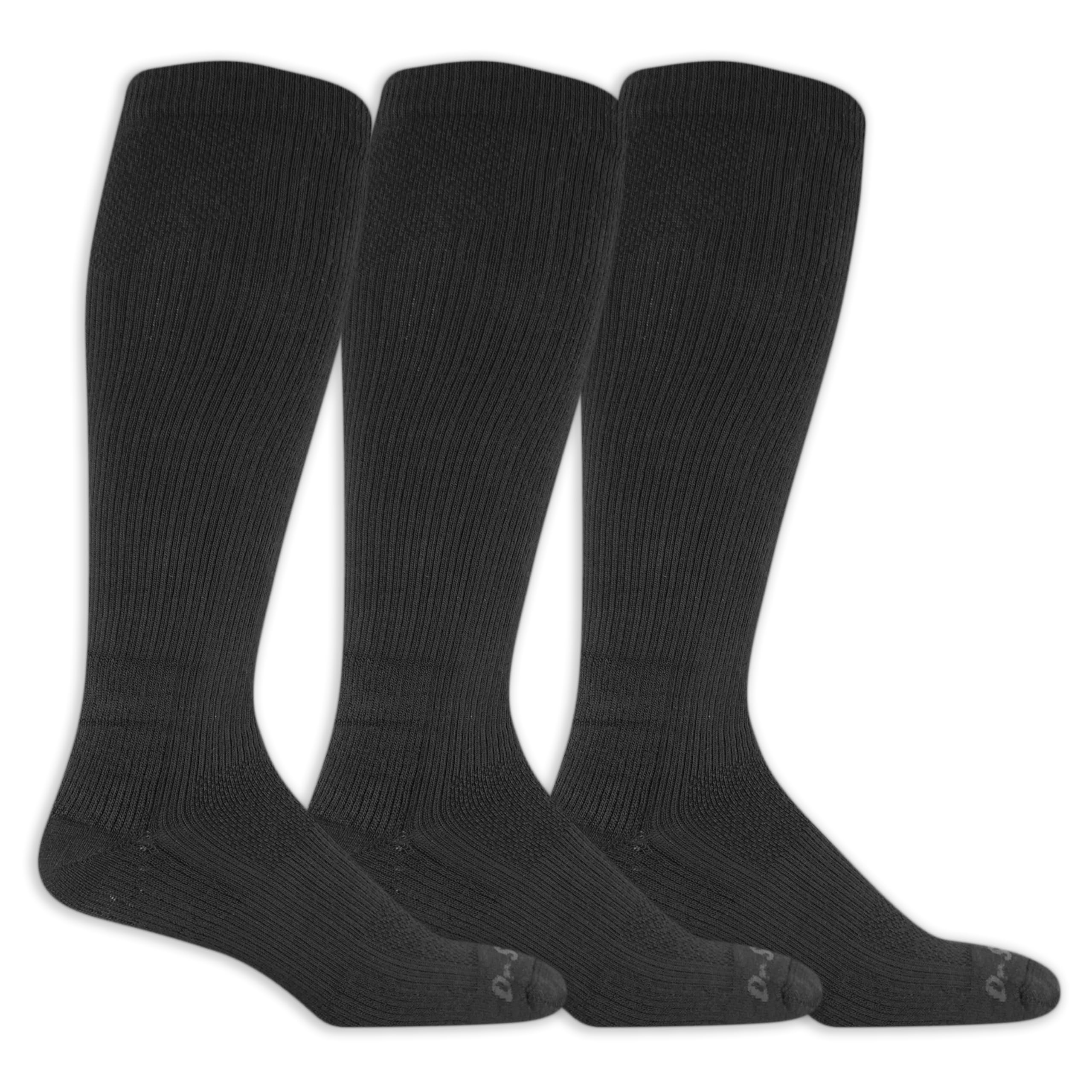 Dr. Scholl's Mens Athletic & Work Compression Over The Calf - 1 3 Pair Packs Moisture Management Sock, Black, 13-15 US