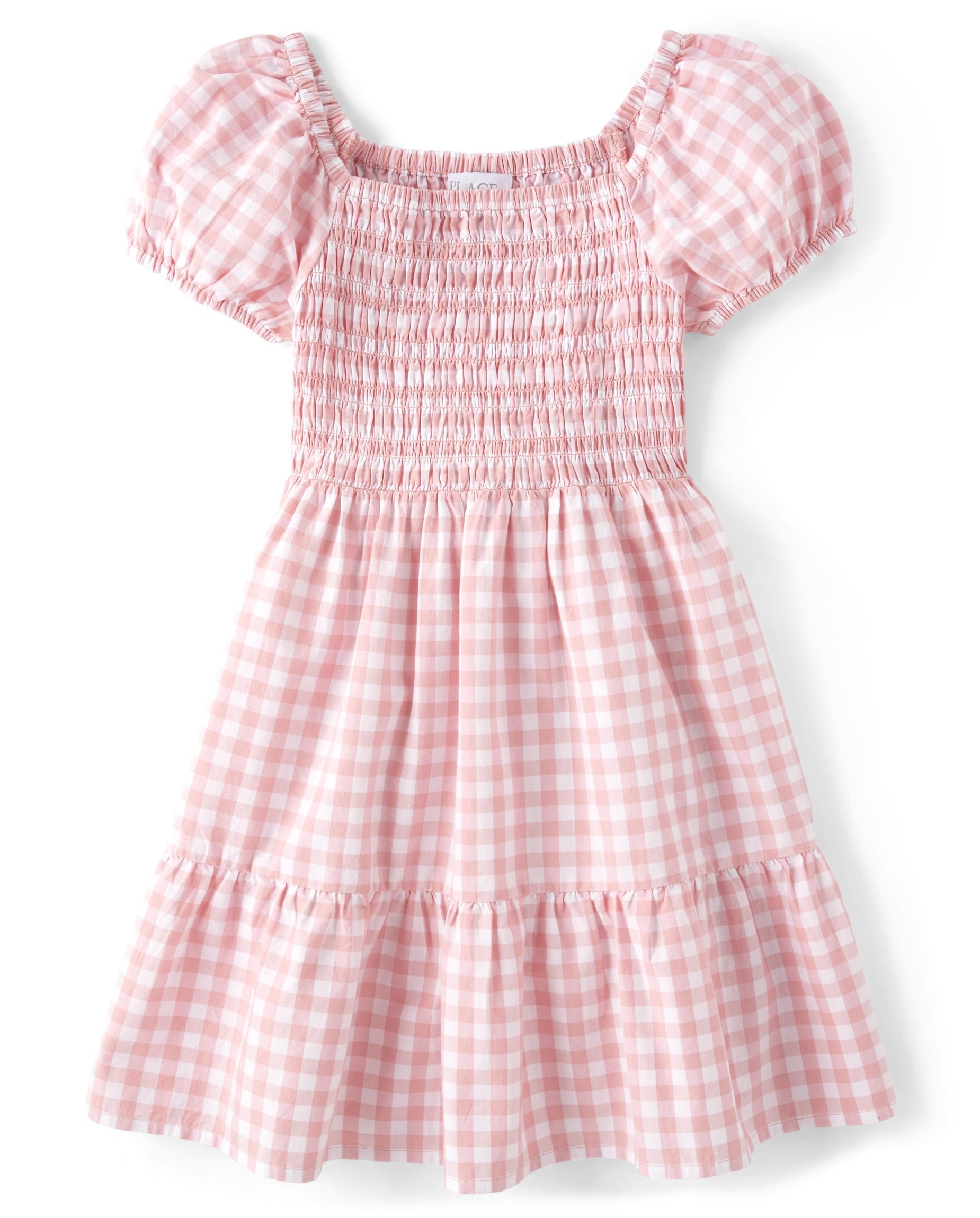 The Children's Place Baby Girls' Short Dressy Special Occasion Dresses, Pink Gingham Puff Sleeve, Medium