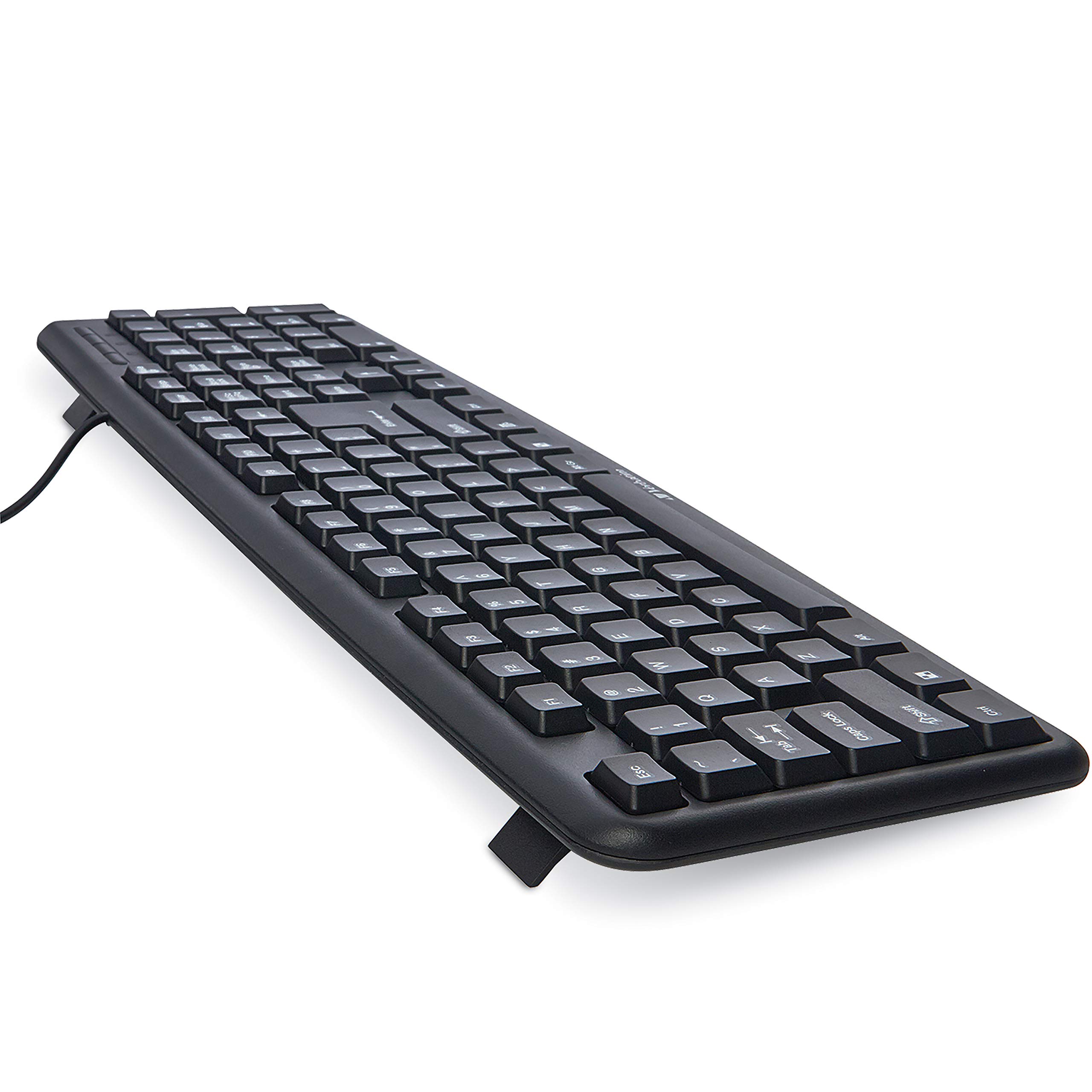 Verbatim Slimline Wired Keyboard and Mouse Combo USB Plug-and-Play Numeric Keypad Adjustable Tilt Legs Optical Corded Mouse Full-Size Computer Keyboard Compatible with PC, Laptop - FFP Packaging Black