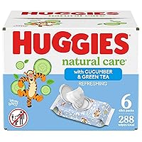Huggies Natural Care Refreshing Baby Wipes, Hypoallergenic, Scented, 6 Flip-Top Packs (288 Wipes Total)
