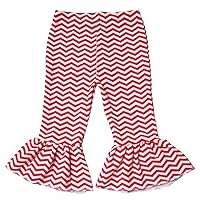 Red White Chevron Striped Cotton Pants Trousers Unisex Baby Clothing Nb-18m