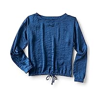 AEROPOSTALE Womens Long Sleeve Knit Blouse, Blue, X-Large