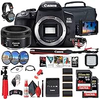 Canon EOS Rebel 850D / T8i DSLR Camera (Body Only) + 4K Monitor + Canon EF 50mm Lens + Pro Mic + Pro Headphones + 2 x 64GB Card + Case + Filter Kit + Corel Photo Software + More (Renewed)