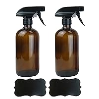 DII Chalkboard Label Refillable Glass Spray Bottle Set, 16 oz, Amber S/2