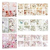 150 Pieces Vintage Scrapbooking Supplies, Retro Flowers Series Scrapbook Paper Pad Aesthetic Decorative Paper for Junk Journal Planner DIY Crafts (5.5 x 5.5 Inch, Style 1)