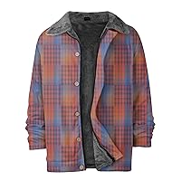 Men's Flannel Shirt Jacket Thicken Sherpa Fleece Lined Long Sleeve Lapel Button Down Shirts Jackets