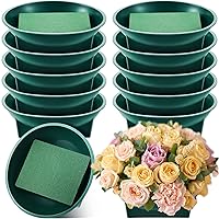 12 Pack Large Size 6.3 Inch Floral Foam Round Bowls for Flower Arrangements Round Floral Supplies Flower Foam with Bowl Kit with Floral Foam Blocks for Table Party Wedding Festival Flower