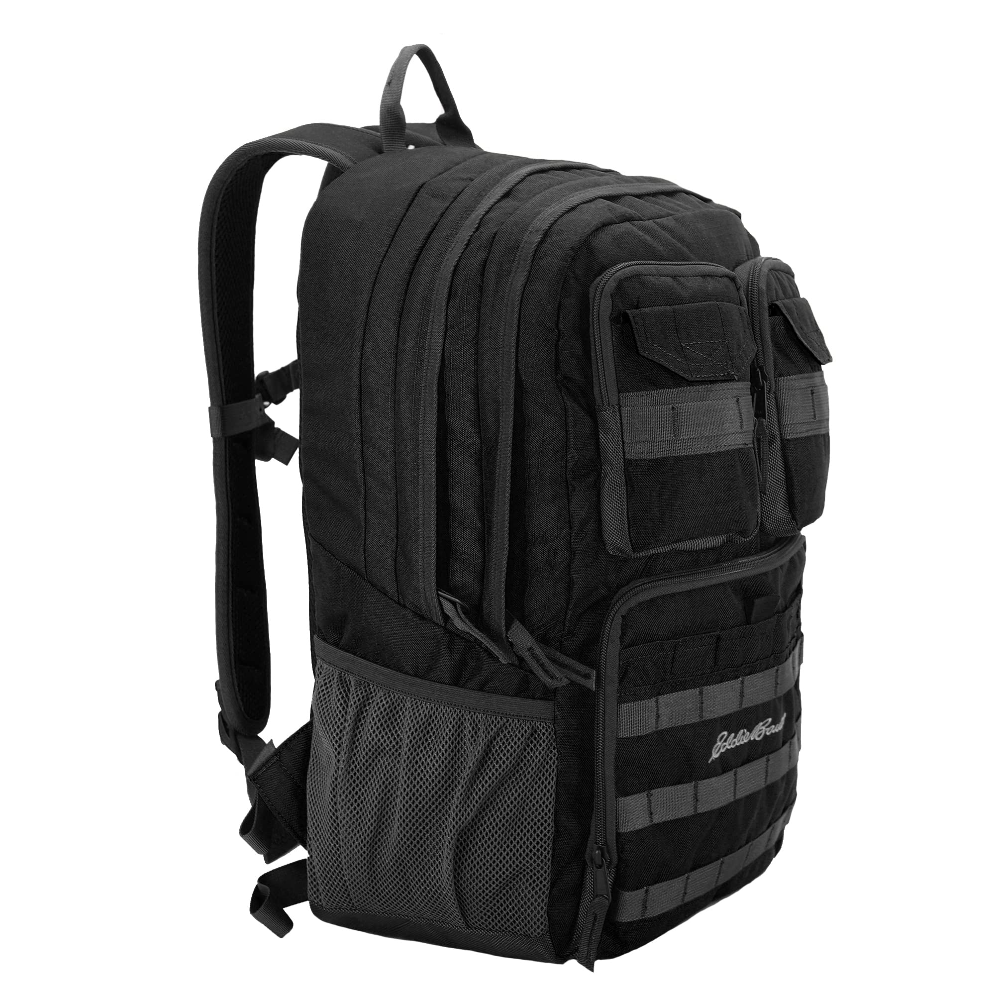 Eddie Bauer Cargo Backpack 30L Access Computer Sleeve and Dual Mesh Side Pockets, Black
