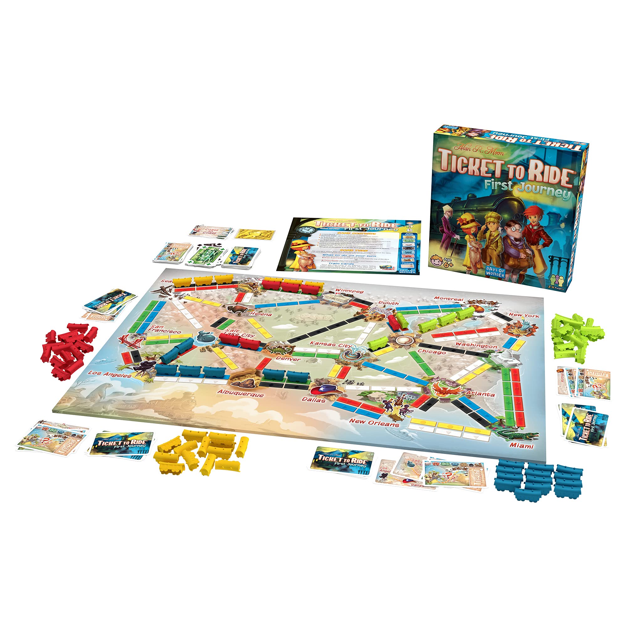Ticket to Ride First Journey Board Game | Strategy Game | Train Adventure Game | Fun Family Game for Kids and Adults | Ages 6+ | 2-4 Players | Average Playtime 15-30 Minutes | Made by Days of Wonder