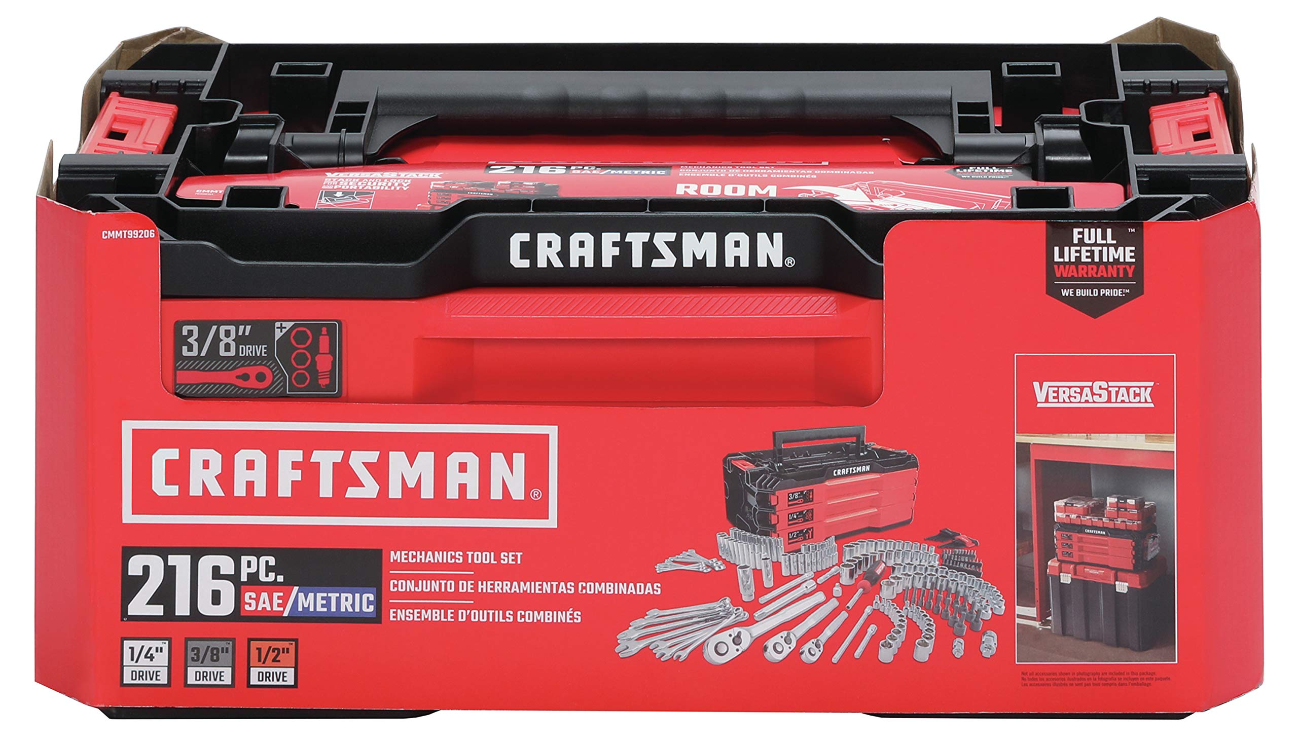 CRAFTSMAN Mechanics Tools Kit with 3 Drawer Box, 216-Piece (CMMT99206)