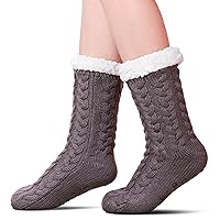 SDBING Women's Winter Super Soft Warm Cozy Fuzzy Fleece-Lined with Grippers Slipper Socks