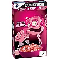 Franken Berry Cereal with Monster Marshmallows, Kids Breakfast Cereal, Limited Edition, Made with Whole Grain, Family Size, 16 oz
