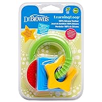 Dr. Brown's Learning Loop, Baby Teether Ring with Multiple Shapes & Textures, Soft 100% Silicone, BPA Free, 3m+