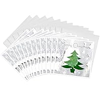 3dRose Vintage Wall Paper Christmas Tree Greeting Cards, Set of 12 (gc_28001_2)