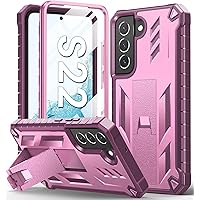 SOiOS for Samsung Galaxy S22 Protective Case: Military Grade Drop Proof Protection Mobile Phone Cover with Kickstand | Rugged Shockproof TPU Matte Textured Sturdy Phone Bumper (Rose Pink)