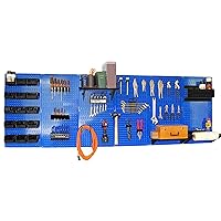 Wall Control 30-WRK-800 BUB Organizer 8' Pegboard Master Workbench Kit with Blue Tool Board and Black Pegboard Hooks