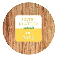 Restaurantware Cater Tek 13.8 Inch Charcuterie Boards 10 Faux Wood Cheese Boards - Round Stackable Paper Cardboard Charcuterie Boards Disposable For Serving At Catered Events